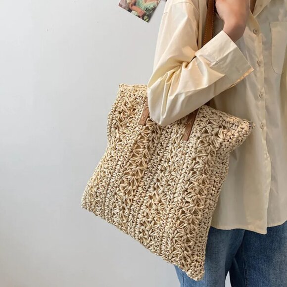 Sand and Sun Tote Summer Boho Vibes Tote Bag Purse, Light Beige - Picture 3 of 5